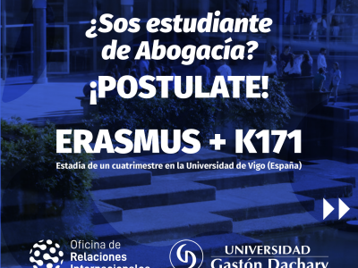 Beca Erasmus: convocatoria abierta a estudiantes de Abogacía